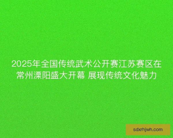 2025年全国传统武术公开赛江苏赛区在常州溧阳盛大开幕 展现传统文化魅力
